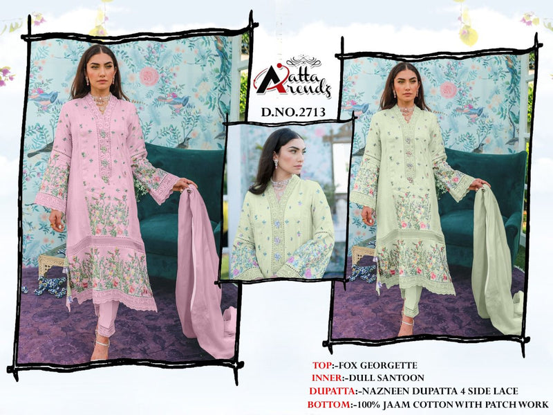 Atta Trendz D No 2713 Georgette Multi Colour Designer Pakistani Style Party Wear Kurtis