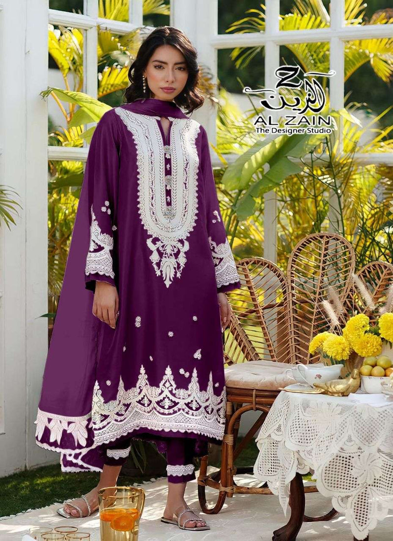 Al Zain D No 272702 Fox Georgette Pakistani Style Party Wear Kurtis With Bottom & Dupatta