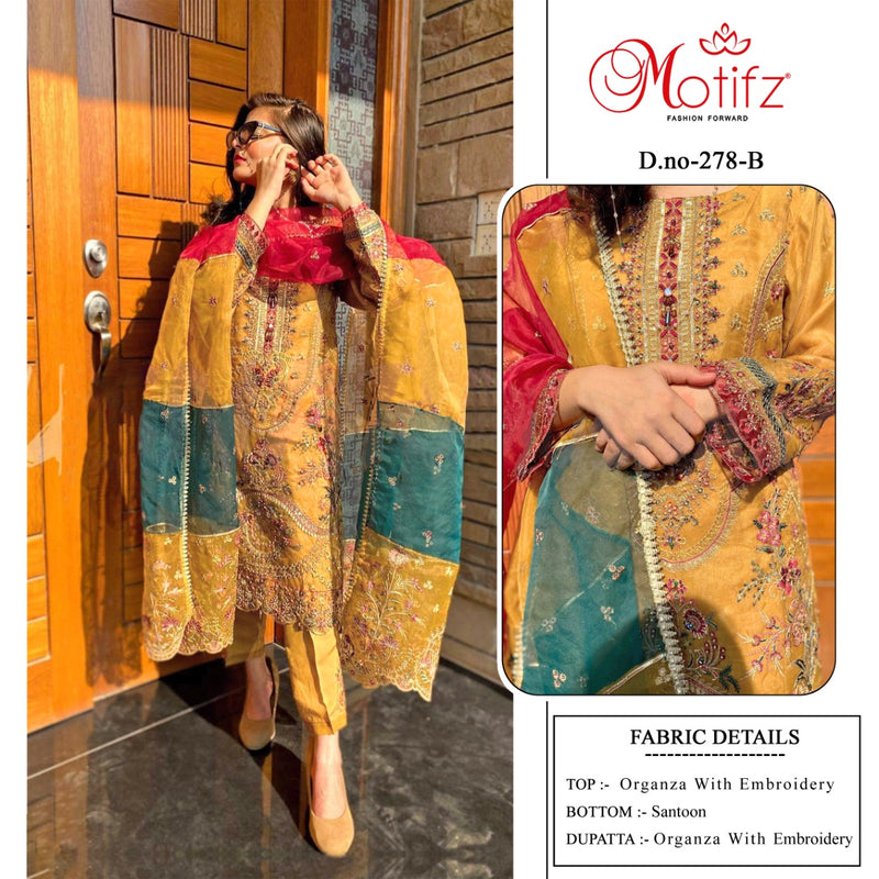 Motifz Dno 278 Organza With Heavy Embroidery Work Stylish Designer Festive Wear Salwar Kameez