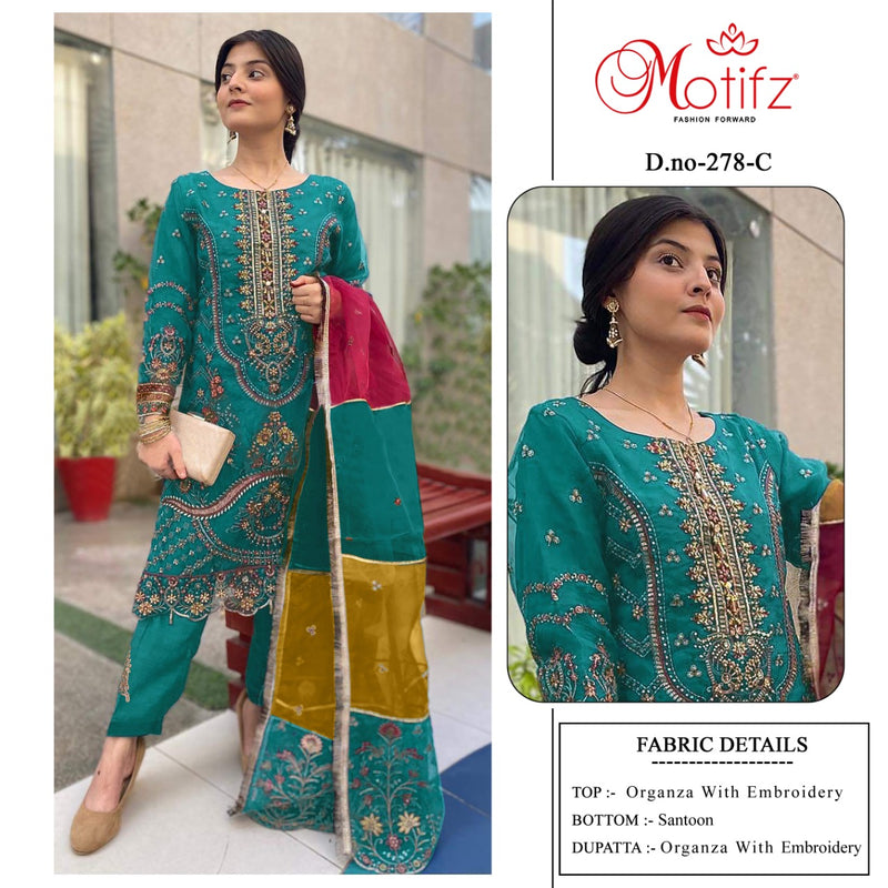 Motifz Dno 278 Organza With Heavy Embroidery Work Stylish Designer Festive Wear Salwar Kameez