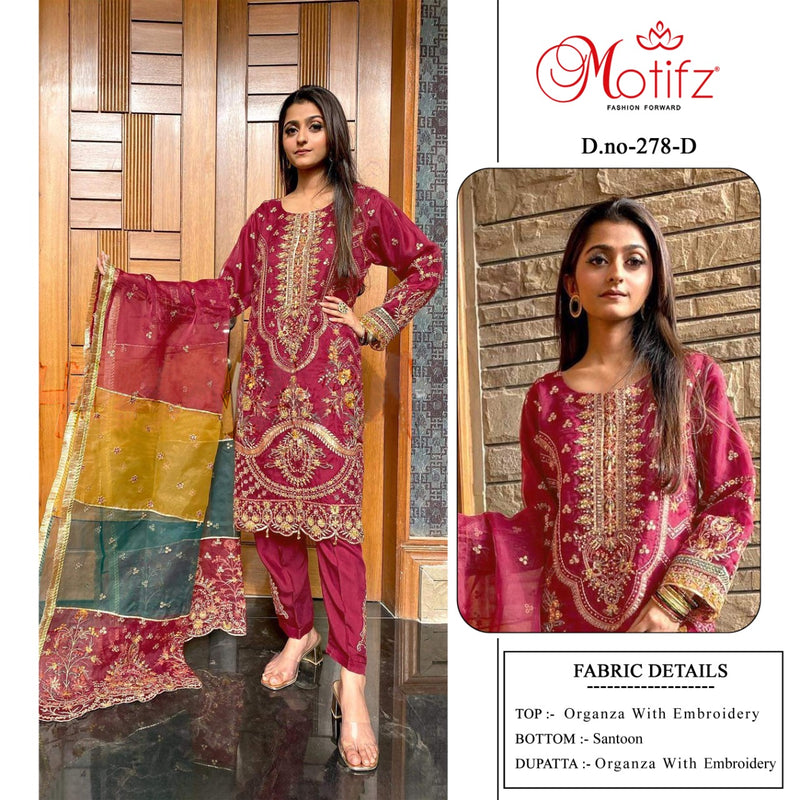 Motifz Dno 278 Organza With Heavy Embroidery Work Stylish Designer Festive Wear Salwar Kameez