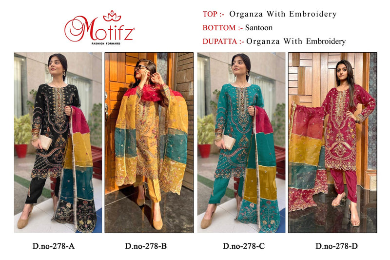 Motifz Dno 278 Organza With Heavy Embroidery Work Stylish Designer Festive Wear Salwar Kameez