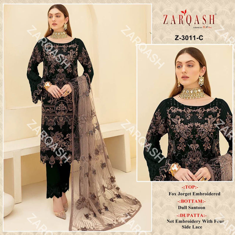 Zarqash Dno 3011 C Georgette With Fancy Embroidery Work Stylish Designer Party Wear Salwar Kameez