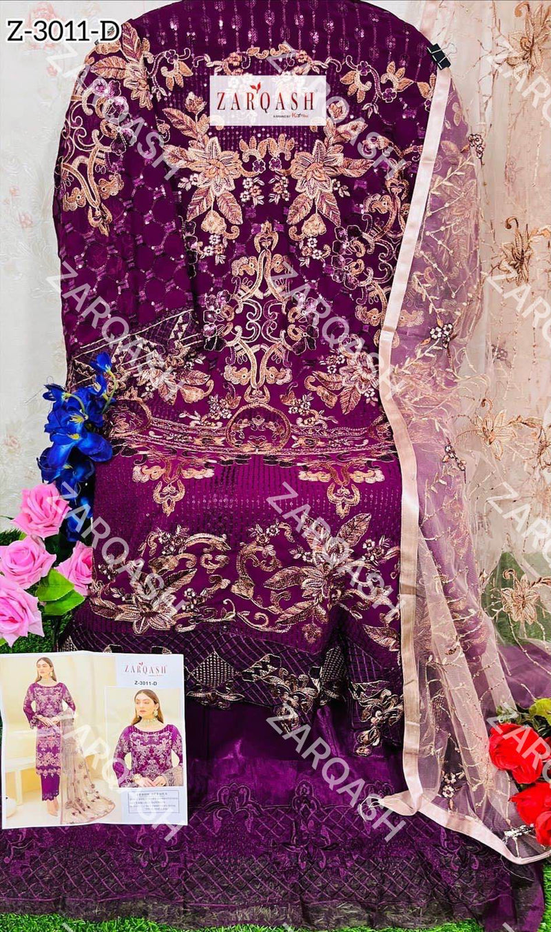 Zarqash Dno 3011 D Georgette With Fancy Embroidery Work Stylish Designer Wedding Wear Salwar Kameez