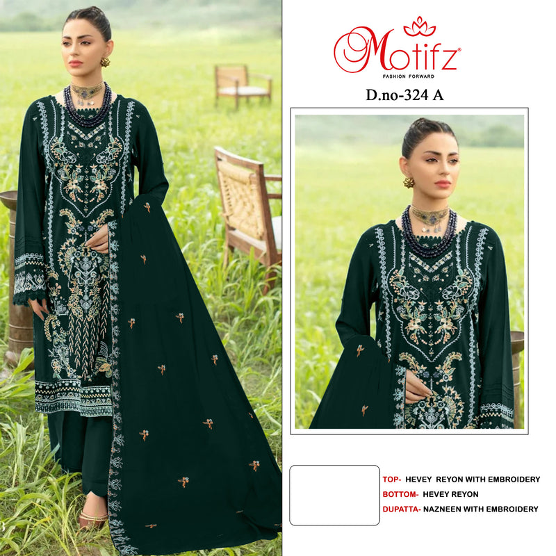 Motifz D No 324 Rayon Embroidery Work Pakistani Salwar Kameez