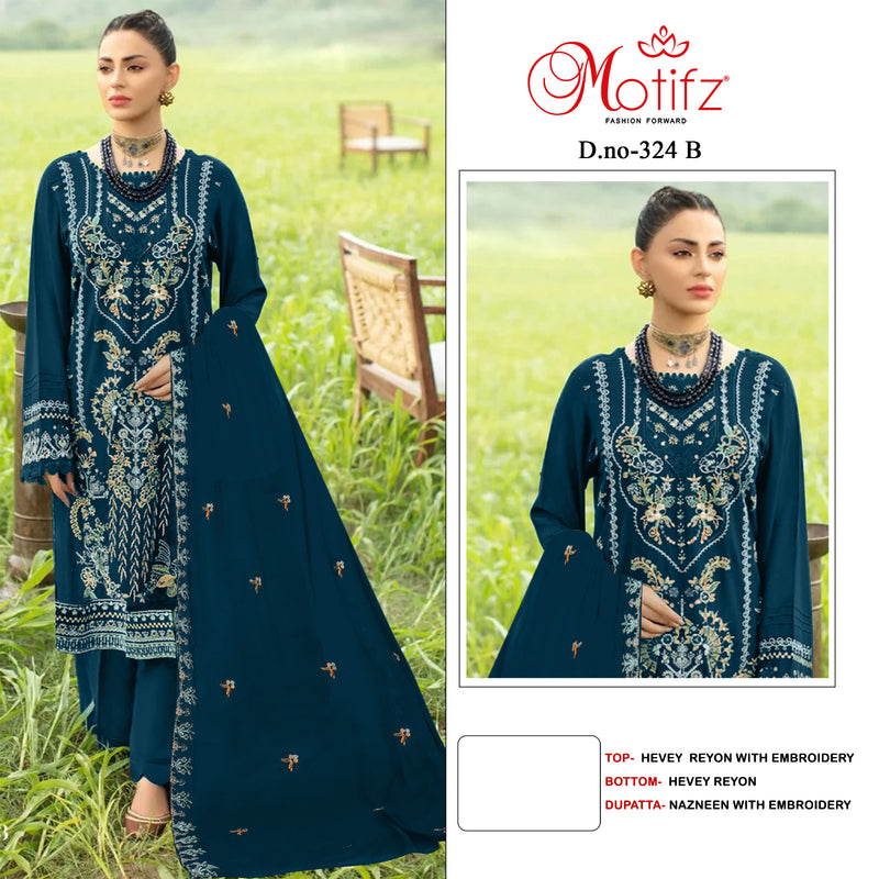 Motifz D No 324 Rayon Embroidery Work Pakistani Salwar Kameez