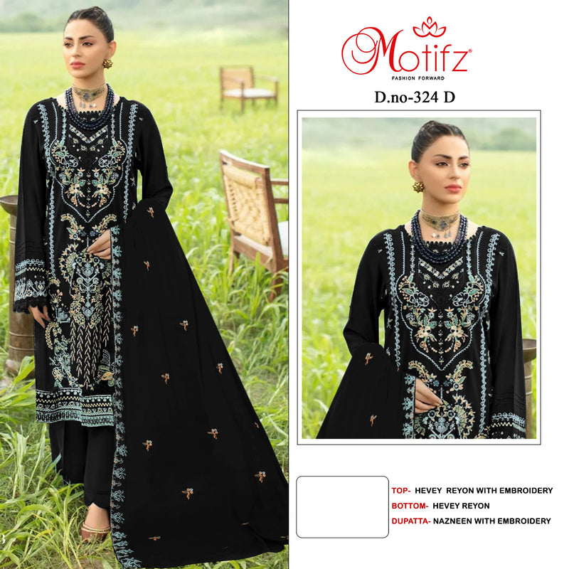 Motifz D No 324 Rayon Embroidery Work Pakistani Salwar Kameez