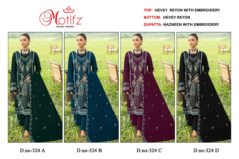 Motifz D No 324 Rayon Embroidery Work Pakistani Salwar Kameez