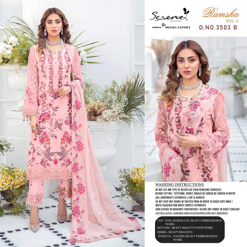 Serene D No 3503 Fox Georgette Fox Georgette Embroidered Pakistani Style Festive Wear Salwar Suits