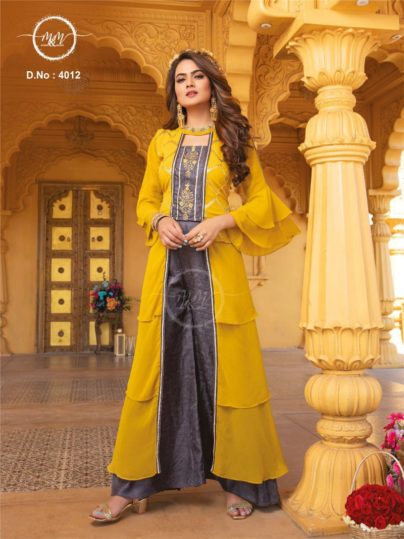 Stylish Amazing Golden Yellow Designer Party Wear Long Rayon Kurti with  Separate Jacket and Add on Hand Work - RJ Fashion