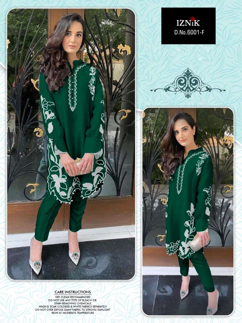 Iznik D No 6001 Fox Georgette Heavy Embroidered Designer Party Wear Kurtis With Bottom & Dupatta