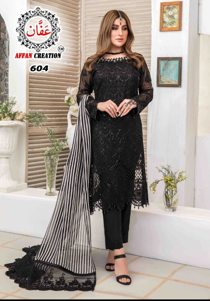 Affan Creation 604 Fox Georgette Embroidered Designer Salwar Suits