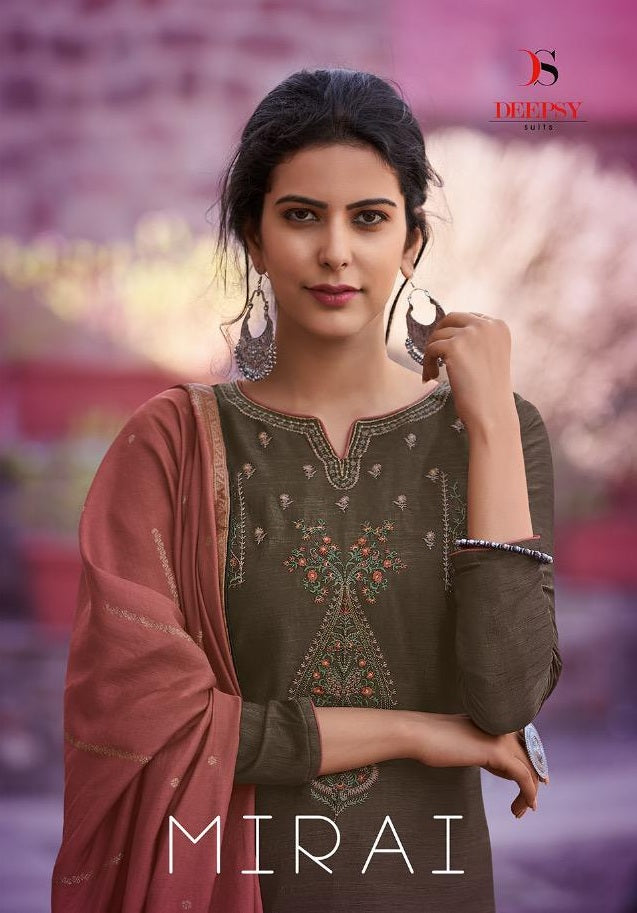 Deepsy Suit Mirai With Self Embroidery Work Salwar Suits In Mulberry Silk
