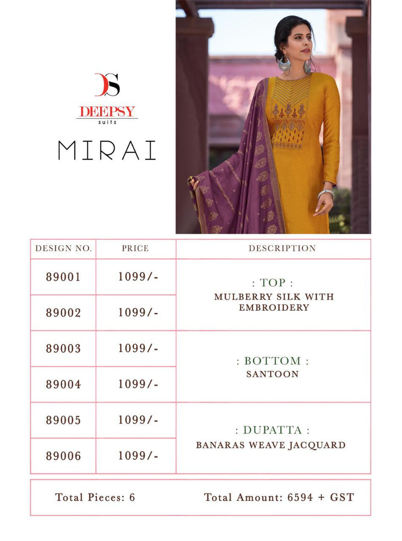 Deepsy Suit Mirai With Self Embroidery Work Salwar Suits In Mulberry Silk