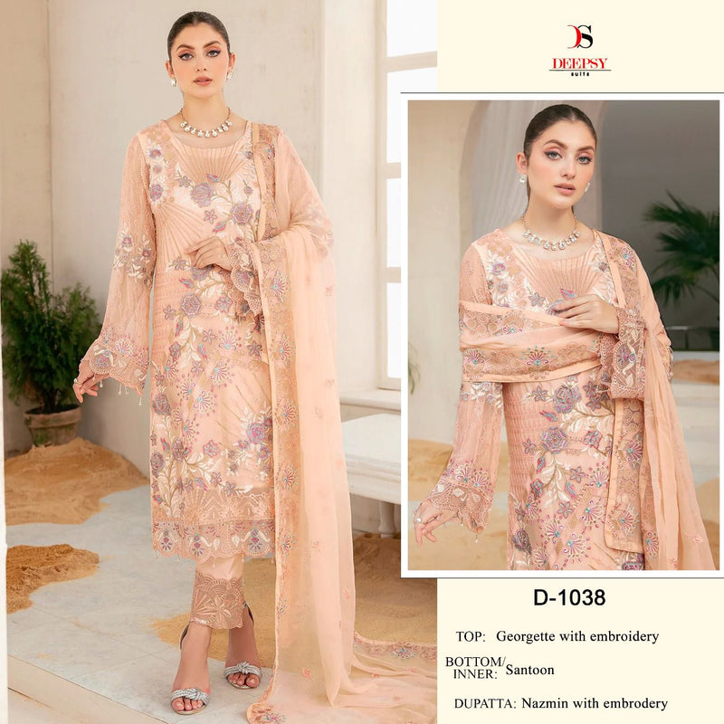 Deepsy Suit Dno 1038 Georgette With Heavy Fancy Embroidery Work Stylish Designer Salwar Kameez