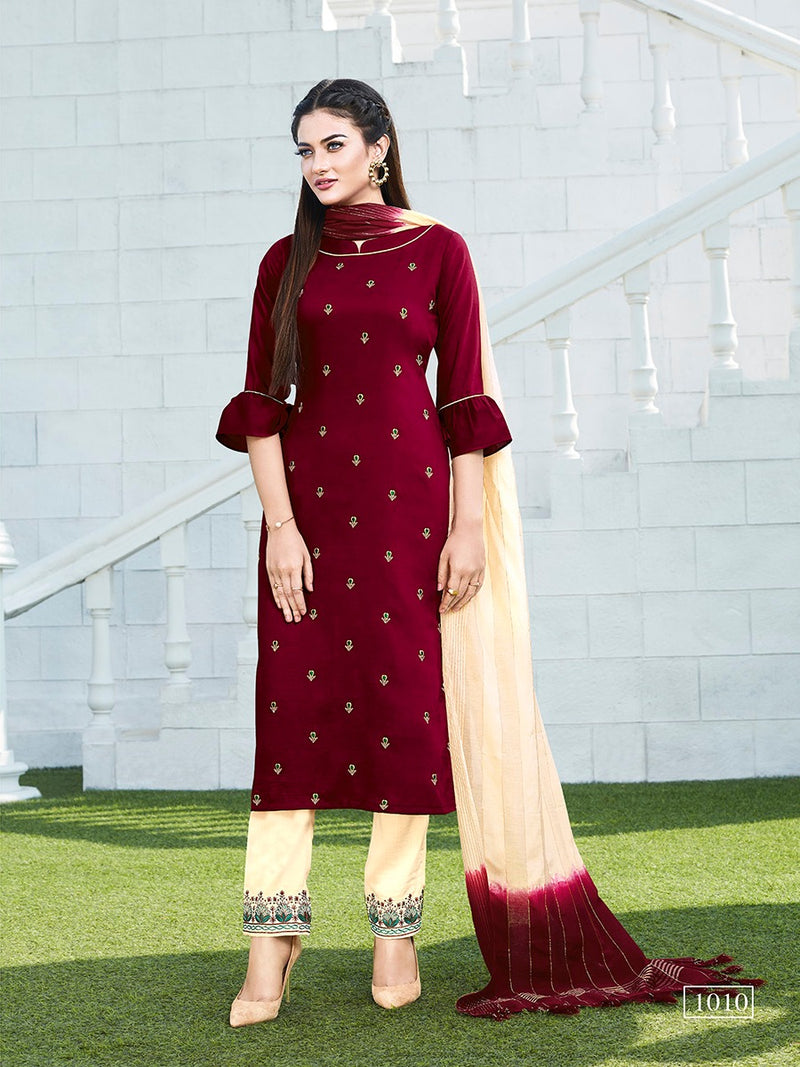 Manas Fab Delight Vol 2 Chinon Silk With Cotton Embroidery Work Kurti Collection