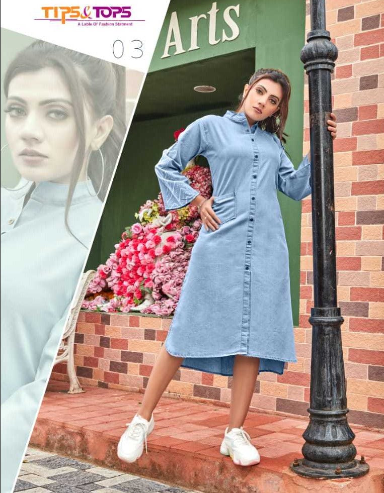 Tips & Tops Denimos Vol 3 Pure Cotton Denim Western Wear  Kurtis