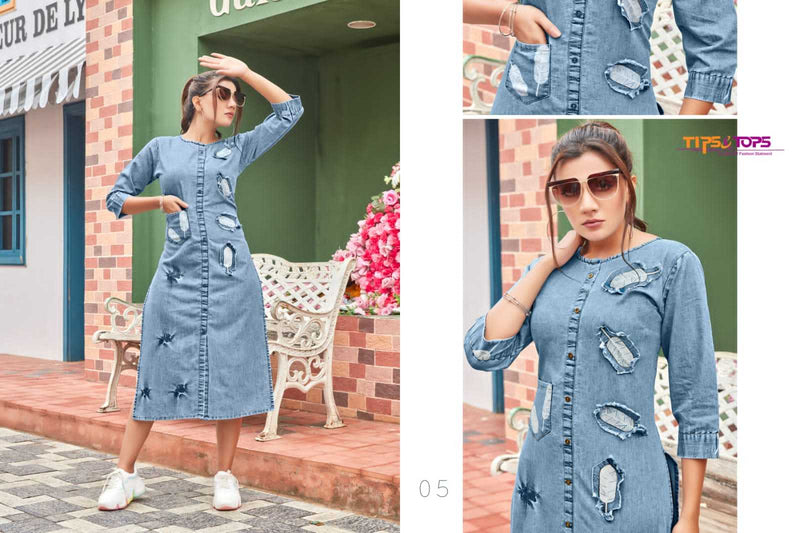Tips & Tops Denimos Vol 3 Pure Cotton Denim Western Wear  Kurtis