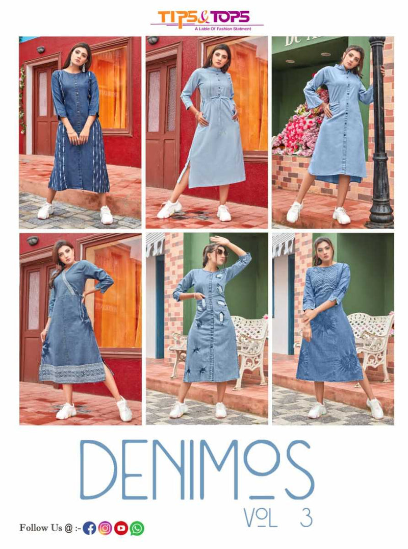 Tips & Tops Denimos Vol 3 Pure Cotton Denim Western Wear  Kurtis