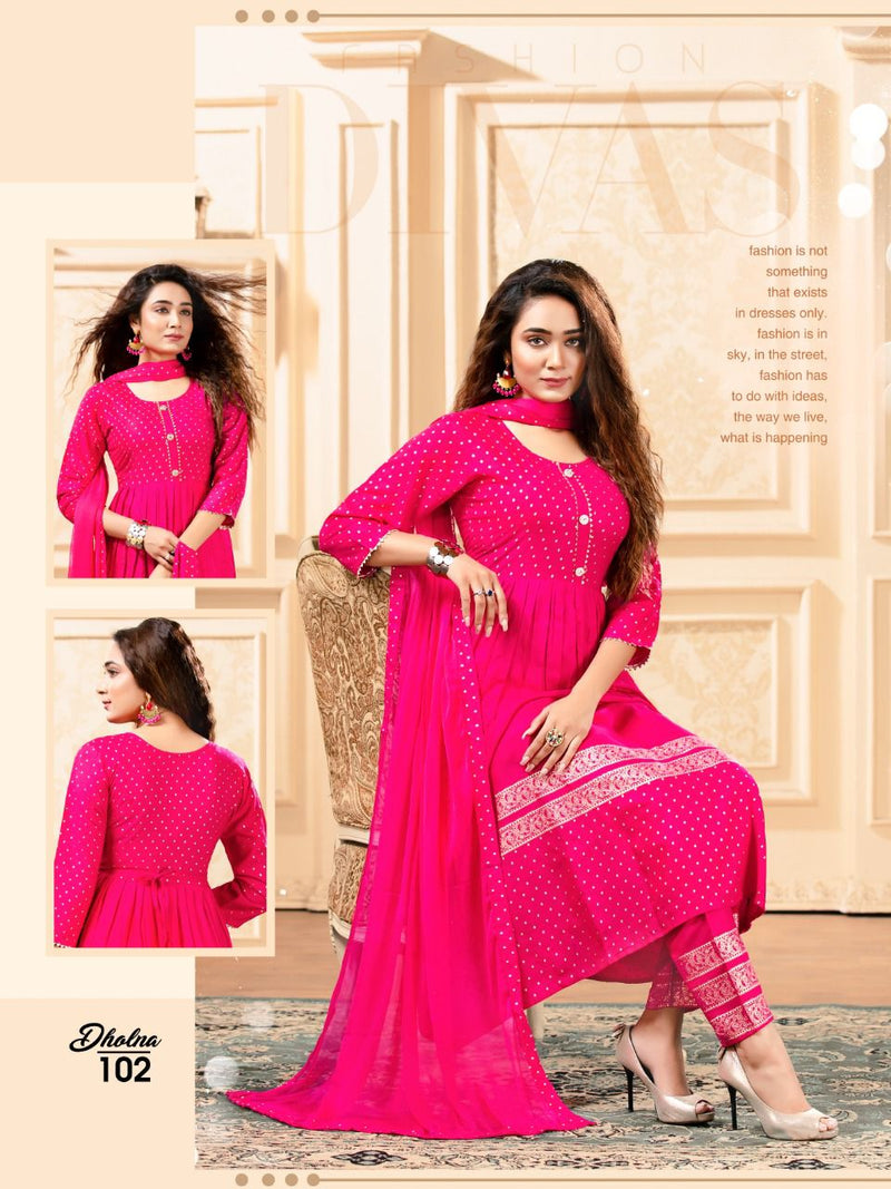 Beauty Queen Dholna Rayon With Printed Stylish Designer Casual Look Fa