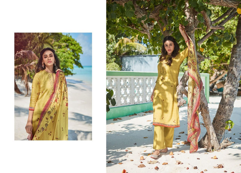 Varsha Ehrum Dinaz Satin Cotton Printed Party Wear Salwar Suits With Embroidery Work