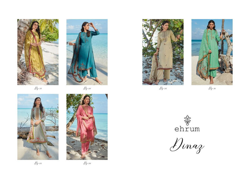 Varsha Ehrum Dinaz Satin Cotton Printed Party Wear Salwar Suits With Embroidery Work