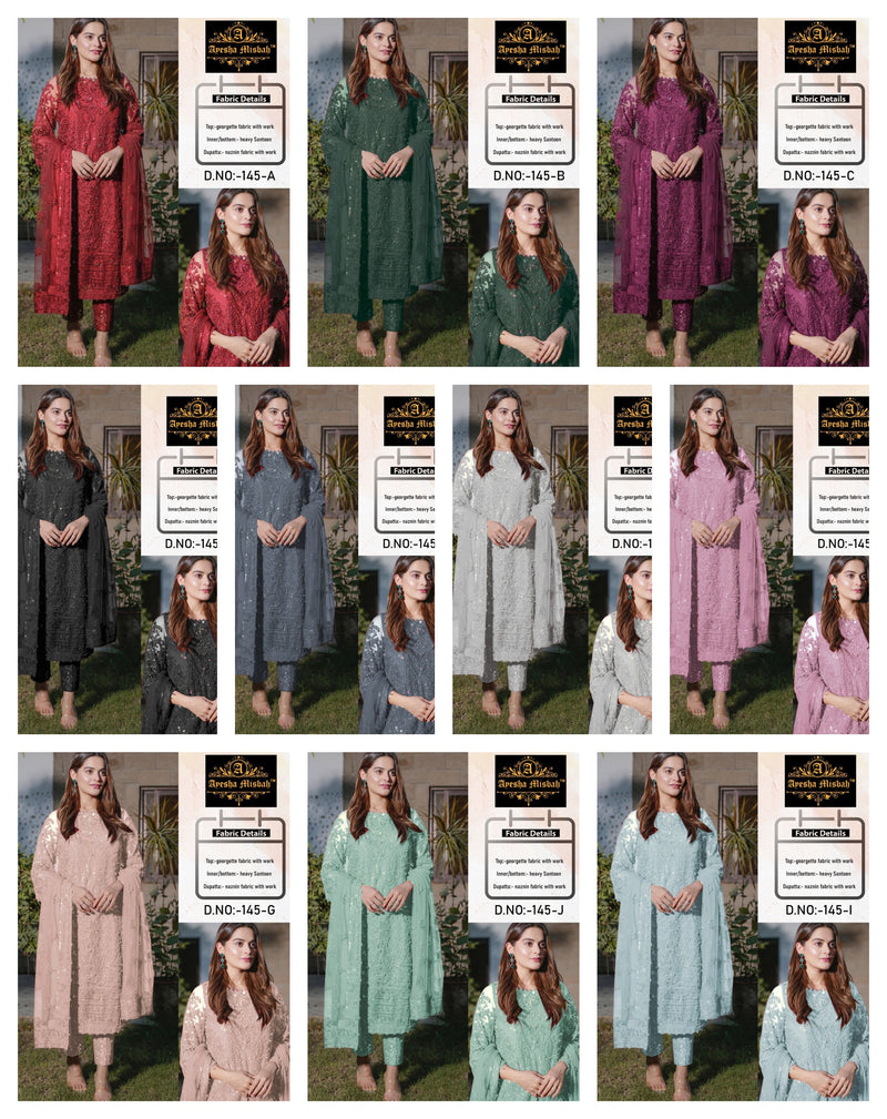 Ayesha Misbah D No 145 Georgette Designer Pakistani Style Party Wear Salwar Suits