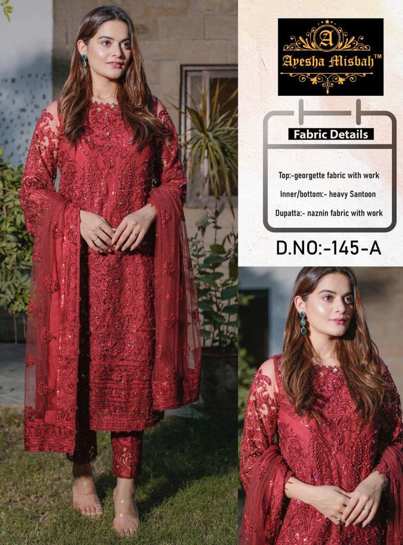 Ayesha Misbah D No 145 Georgette Designer Pakistani Style Party Wear Salwar Suits