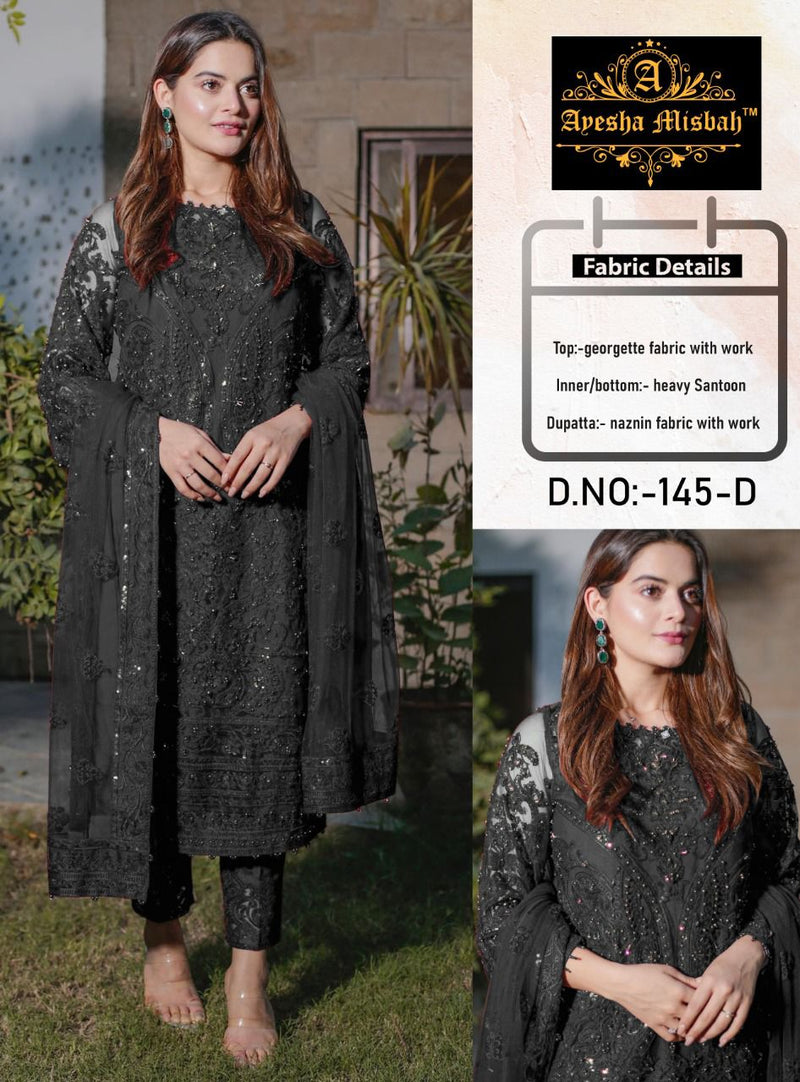 Ayesha Misbah D No 145 Georgette Designer Pakistani Style Party Wear Salwar Suits