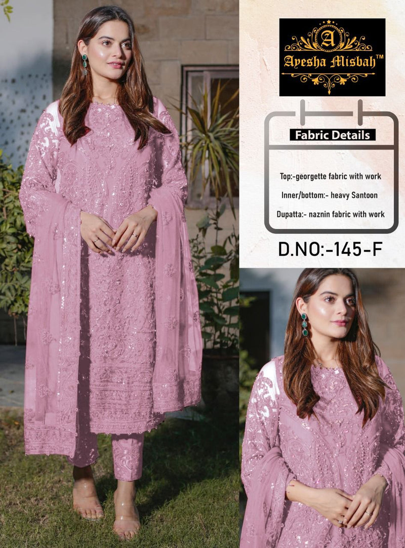 Ayesha Misbah D No 145 Georgette Designer Pakistani Style Party Wear Salwar Suits