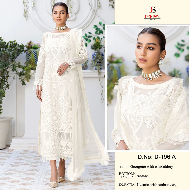 Deepsy Suits D No 196 Georgette Fancy Embroidered Pakistani Style Party Wear Salwar Suits