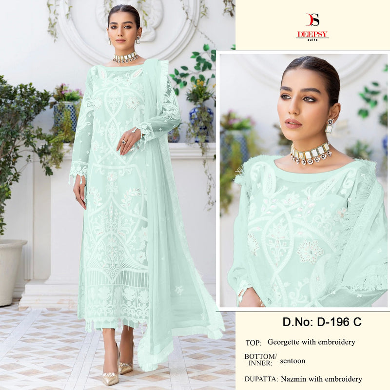 Deepsy Suits D No 196 Georgette Fancy Embroidered Pakistani Style Party Wear Salwar Suits