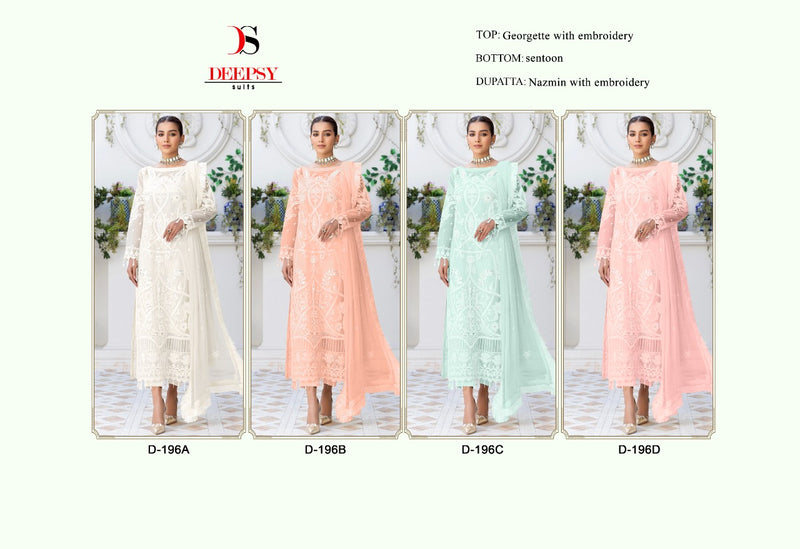 Deepsy Suits D No 196 Georgette Fancy Embroidered Pakistani Style Party Wear Salwar Suits