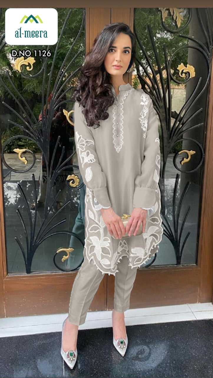 D No 1126 By Al Meera Muslin Luxury Pret Collection Exclusive Zardori And Aari Work Fancy Salwar Suits