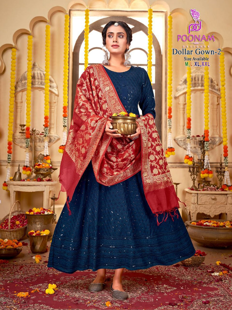 Poonam Dollar Vol 2 Rayon With Fancy Work Stylish Designer Festive Wear Casual Look Gown