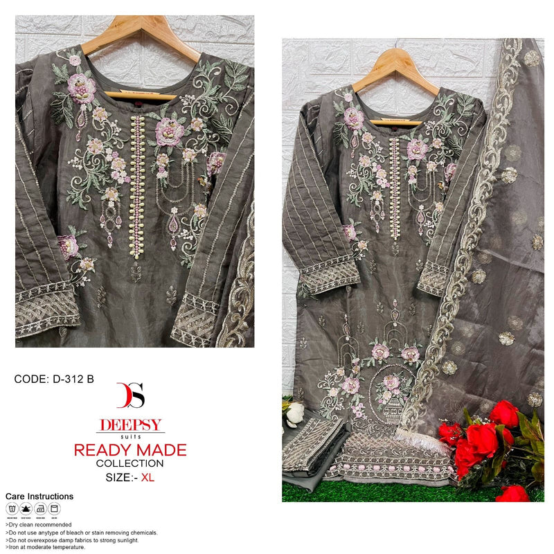 Deepsy Suit D 312 Pure Organza Embroidered Khatli Work Pret Kurti