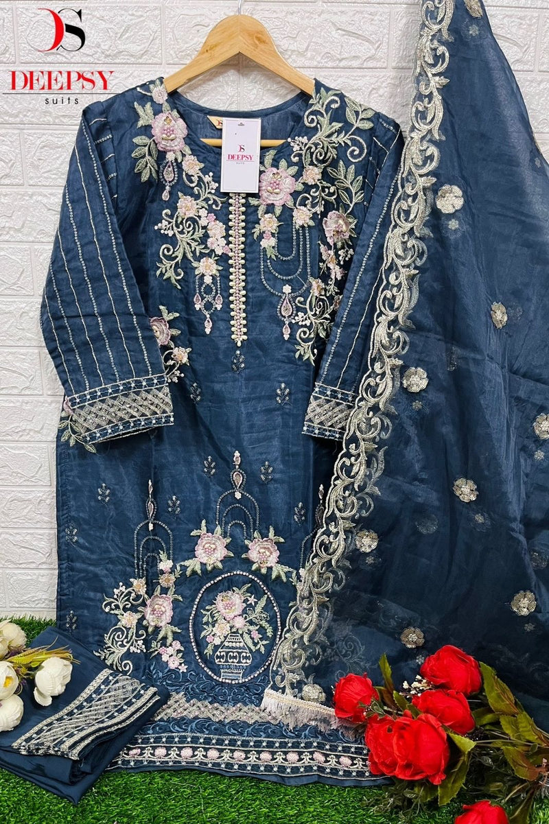 Deepsy Suit D 312 Pure Organza Embroidered Khatli Work Pret Kurti