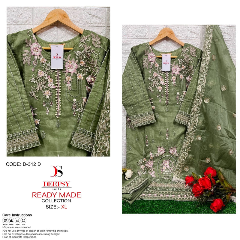 Deepsy Suit D 312 Pure Organza Embroidered Khatli Work Pret Kurti