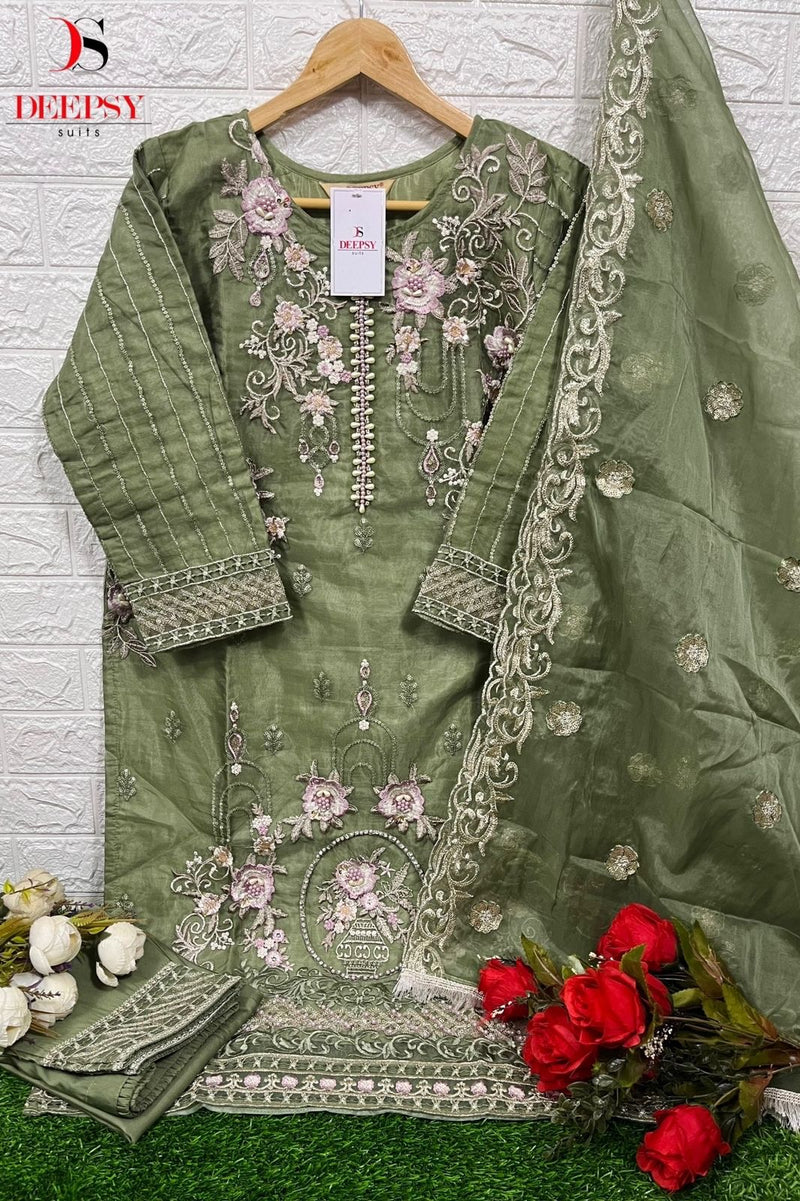 Deepsy Suit D 312 Pure Organza Embroidered Khatli Work Pret Kurti