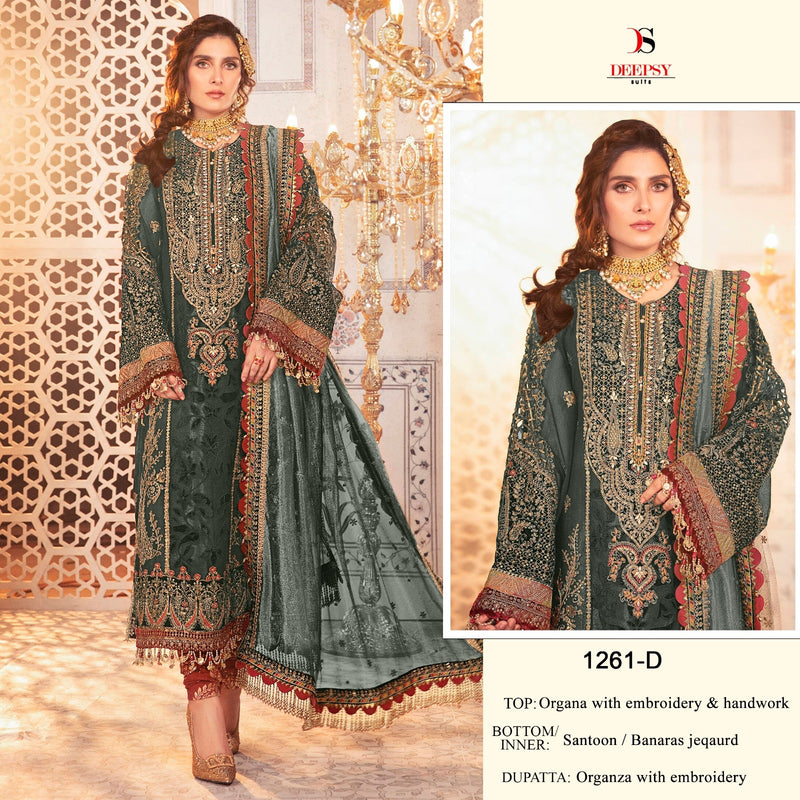 Deepsy Suit Dno 1261 Pure Organza Embroidered Hand Work Salwar Suit