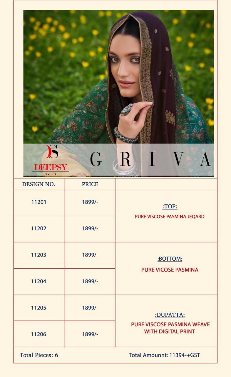 Deepsy Suit Griva Pashmina Jacqured Digital Print Salwar Suit