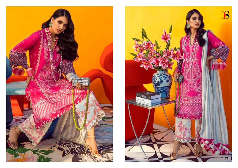 Deepsy Suit Sana Safinaz Muzlin Vol 3 Cotton Print With Embroidery Work Fancy Pakistani Salwar Kameez