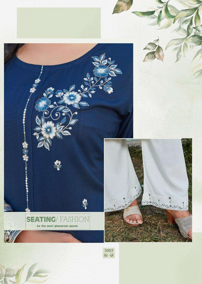Dehliz Trends Paalav Vol 3 Rayon Fancy Embroidery Work Casual Wear Readymade Suits With Plazzo
