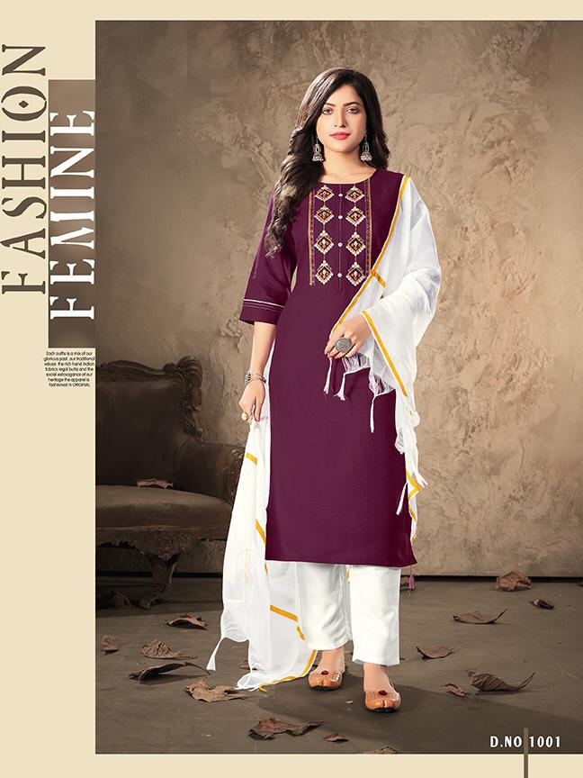 Dehliz Trendz Launch By Poshak Vol 1 Swiss Slub Heavy Embroidery Work Long Straight Kurtis