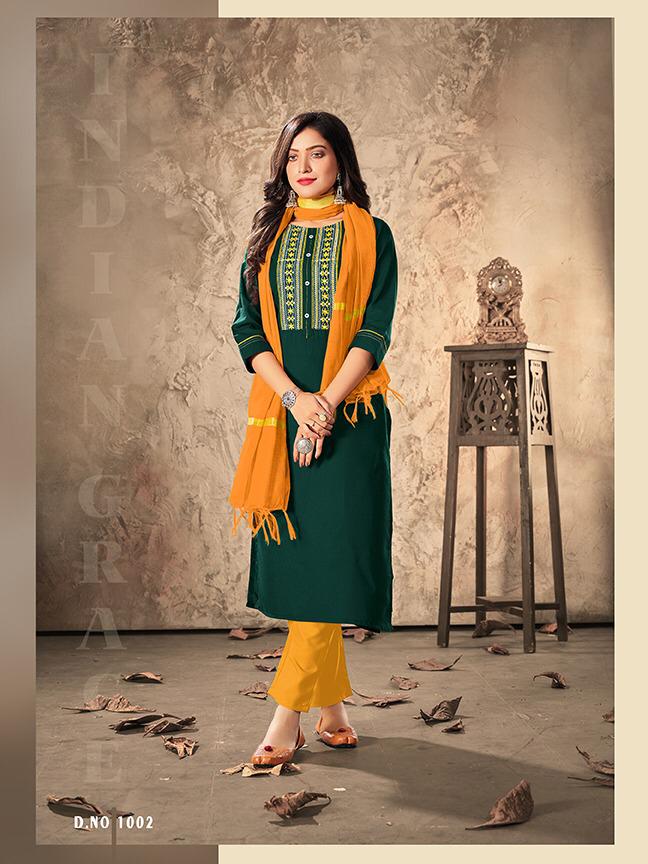 Dehliz Trendz Launch By Poshak Vol 1 Swiss Slub Heavy Embroidery Work Long Straight Kurtis