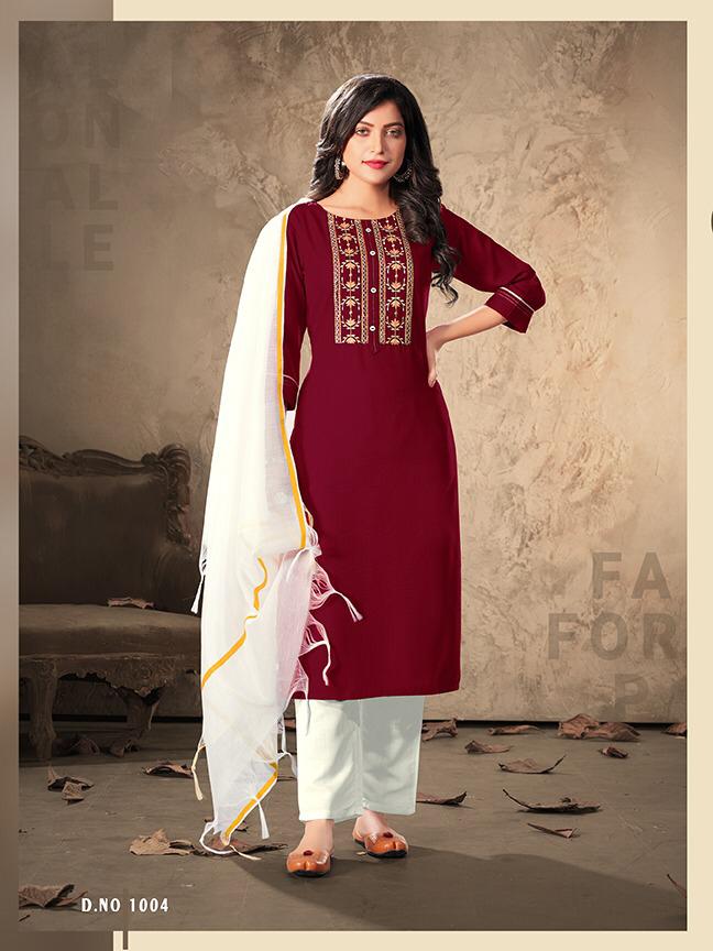 Dehliz Trendz Launch By Poshak Vol 1 Swiss Slub Heavy Embroidery Work Long Straight Kurtis