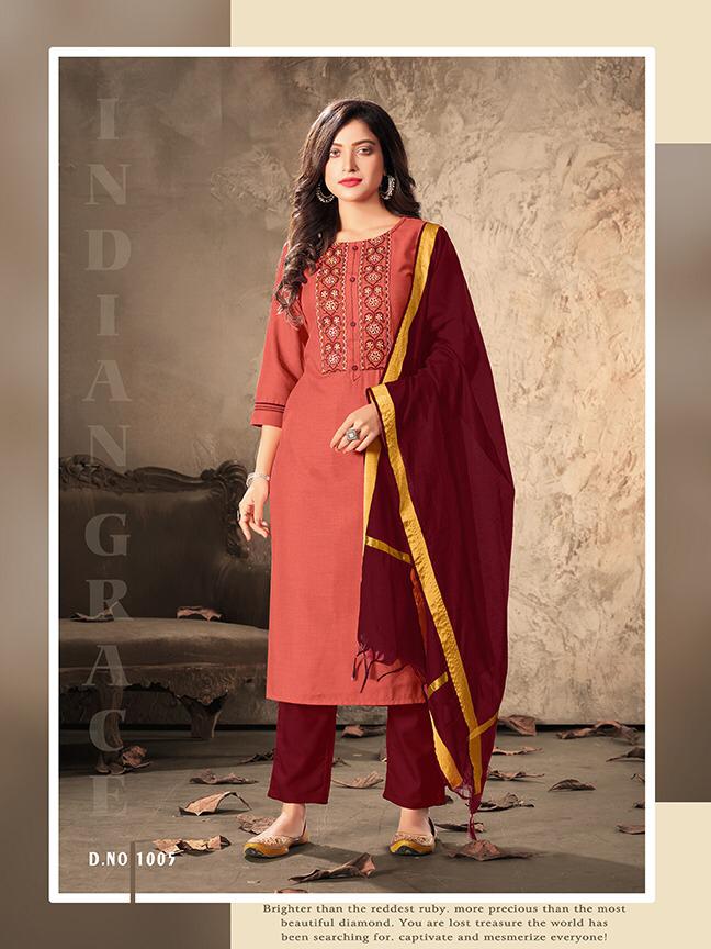 Dehliz Trendz Launch By Poshak Vol 1 Swiss Slub Heavy Embroidery Work Long Straight Kurtis