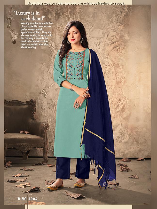 Dehliz Trendz Launch By Poshak Vol 1 Swiss Slub Heavy Embroidery Work Long Straight Kurtis