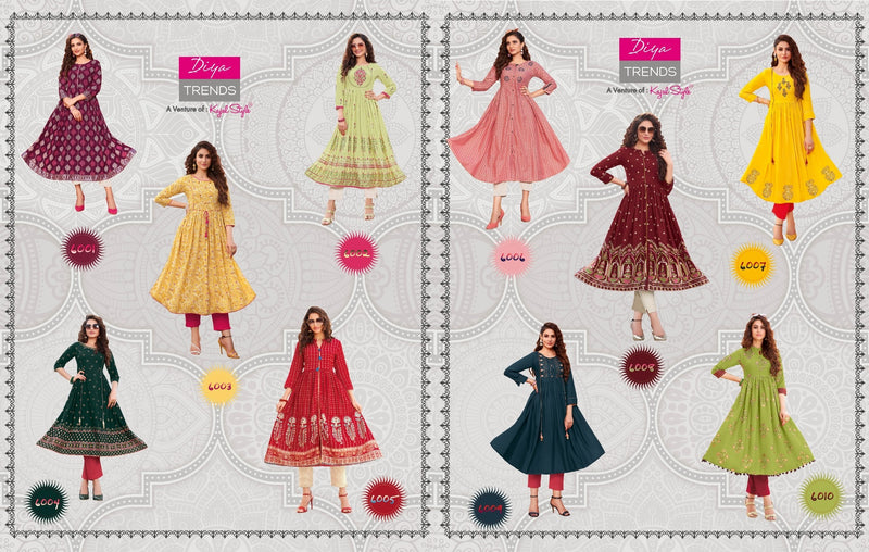 Diya Trends Ethnicity Vol 6 Rayon Classy With Long Gown Style Kurtis