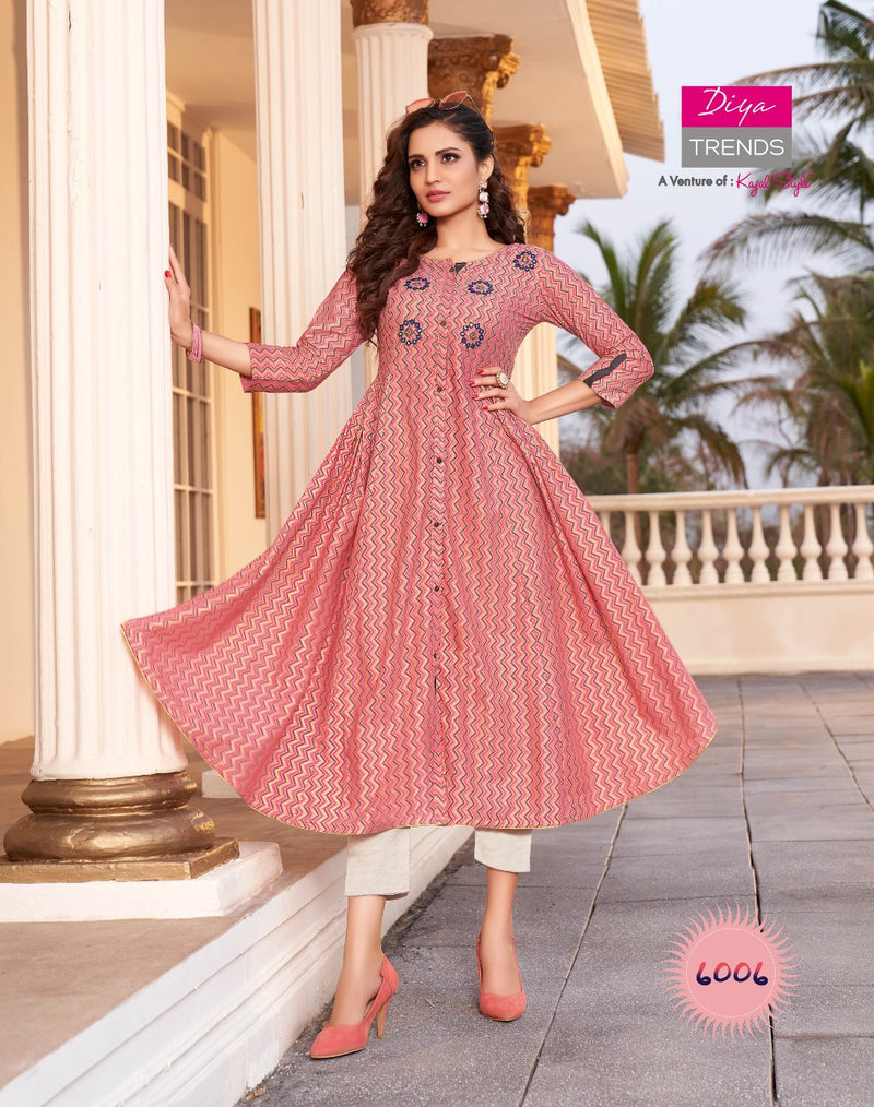 Manas Presents Classic Simple Designer Rayon Printed Gown Style Kurtis  Catalogue Wholesaler